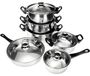 StarTech Kookgerei set - Pan- en kookpotset - 12-delig - RVS - Geschikt voor inductie - Glazen deksels - Kookpotten en pannen