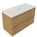 Saniclass Holz Pure Badkamermeubelset - 100x45x63cm - Dia marmeren wastafelblad gepolijst (wit) - 1 kraangat - 2 lades - mat eiken natural (hout) SW1420787/SW728218