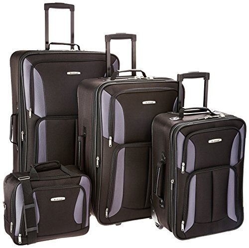 Rockland 4 stuks LUGGAGE SET, unisex volwassenen bagage set, F32-BLACK/GRAY, F32-BLACK/GRAY