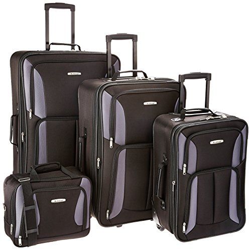 Rockland 4 stuks LUGGAGE SET, unisex volwassenen bagage set, F32-BLACK/GRAY