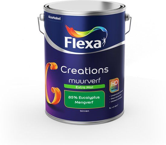 FLEXA Creations Muurverf - Extra Mat - Mengkleuren Collectie - 85% Eucalyptus - 5 liter - 8711113140409