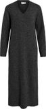 VILA VILIGA L/S V-NECK MIDI KNIT DRESS - NOOS - Dames - Zwart - Maat M