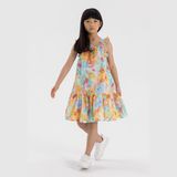 Minoti jurk meisjes tropical print gelaagd - kniehoogte
