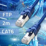 Qoltec FTP patchkabel CAT6 2x RJ-45 2m Hoge snelheid Goud Beschermd