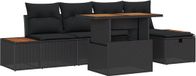 vidaXL Tuinbank Set Zwart Poly Rattan