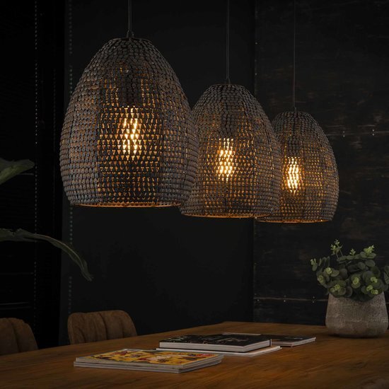 Duverger Beehive - Hanglamp - handgemaakt - 3 ovale kappen