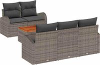 vidaXL Tuinbank - Set - 6 - st - Grijs - poly - rattan