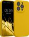kwmobile telefoonhoesje geschikt voor Apple iPhone 15 Pro - TPU backcover met siliconen coating - Smartphone case in stralend geel