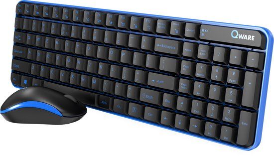 Qware Waterford Draadloze Desktopset - QWERTY US - Zwart/Blauw