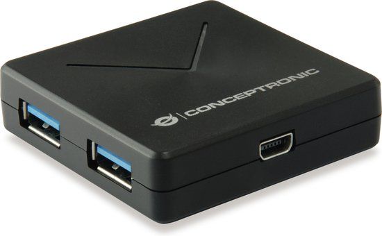 Conceptronic HUBBIES02B interface hub USB 3.2 Gen 1 (3.1 Gen 1) Mini-B 5000 Mbit/s Zwart
