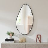 en.casa Wandspiegel Orland druppelvormig 82x46 cm zwart