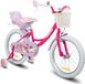 HILAND Joystar vélo enfant 18 pouces pour filles, avec siège pour poupée, roues stabilisatrices, panier, garde-boue et freins en V, de couleur magenta