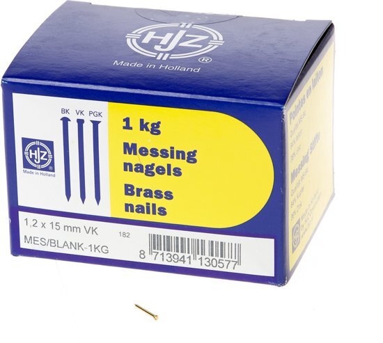 HJZ Messing nagels verloren kop 1.2 x 15mm 1kg