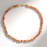 Cavill - Elegante Zilveren Ketting - 925 Sterling Zilver Verguld - Roze Opalen Fancy Kralen uit Peru - 79,38 ct - Dames Sieraad - Luxe & Tijdloos