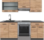 Vicco R-Line Complete keukeneenheid – 200 cm zonder werkblad Eik goud/antraciet