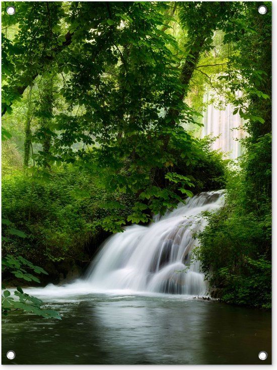 GreatGardenPosters Tuinposter Waterval - 60x80 cm - Tuindoek - Schuttingdoek - Water - Groen - Natuur - PVC