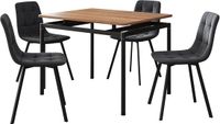 en.casa Eetkamerset tafel Hemnes 100x60 cm met stoelen Lexnitz 5-delig