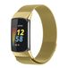 Wigento Fitbit Metalen stalen mesh polsband met magnetische sluiting, goudkleurig