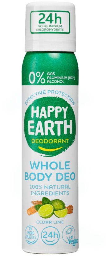 Happy Earth 100% Natuurlijke Body Deo Spray Cedar Lime - 100 ml