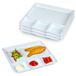 Plasticforte Assiettes à compartiments - 6x pièces - blanc - assiette à fondue - 4 compartiments - plastique - 26 x 24 cm - assiette à fondue