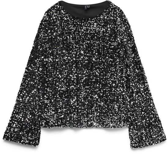 Vero Moda Maternity Top Zwart Glitter Boothals Lange Mouw S