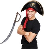 Rubies Carnaval verkleed piraten hoed - zwart - met piratenzwaard 65 cm