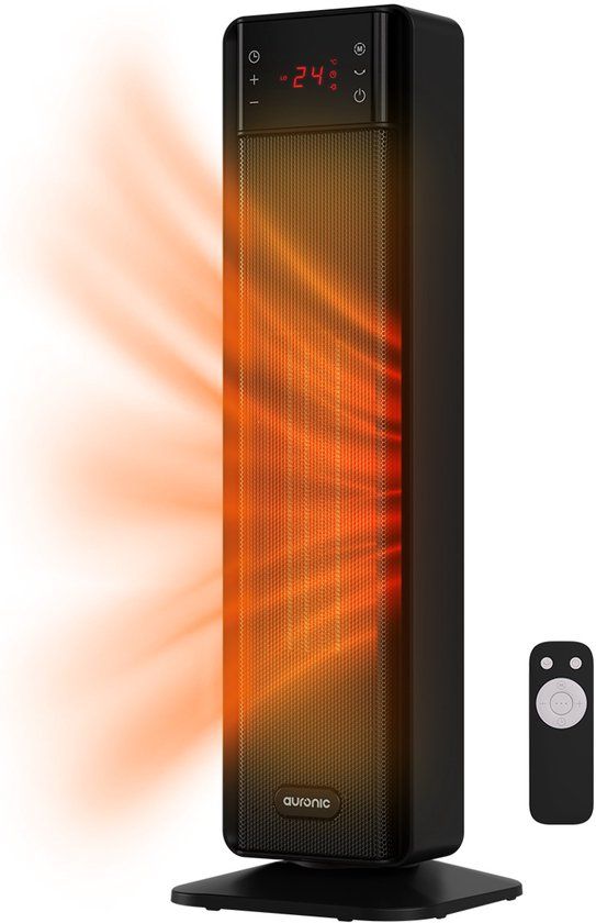 Auronic Elektrische Kachel - 2000W Heater - Keramische Kachel - Toren Kachel - Zwart