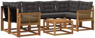 vidaXL Hoek loungeset 6 zitplaatsen Acacia hout Naturel en zwart