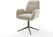 Chaise de salle à manger Zoa-Flex pied croisé finition tissu tissé titane beige pivotant à 360° fonction basculante noyau à ressorts ensachés