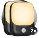 HAL 3000 Serie Lampe de nuit avec détecteur de mouvement - Noir - 2 Pièces