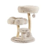 Fudajo design kraboom, 49 x 49 x 74 cm, kraboom voor katten met pluche en sisal, klimboom voor katten, kattenboom met speelbal