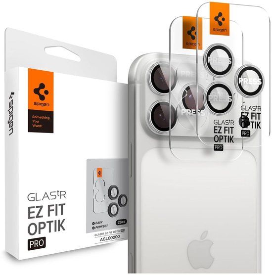 Spigen Camera Lens Protector Geschikt voor iPhone 17 Pro / 17 Pro Max - Glas.tR EZ Fit Optik Pro - 9H Tempered Glass - Gemakkelijke Installatie - Zilver 2-Pack