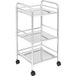 BAKAJI Opbergwagen van verchroomd staal voor badkamer, keuken, kapper of schoonheidsspecialisten, 4 draaibare wielen, 3 planken, afmetingen 40 x 35 x 75 cm, multifunctionele trolley met 3 niveaus
