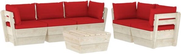 vidaXL 6-delige loungeset met kussens pallet vurenhout