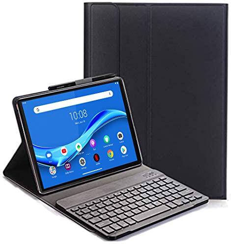 RLTech Toetsenbordhoes voor Lenovo Tab M10 FHD Plus - (QWERTY-Indeling) Ultradunne Flip met Verwijderbare Draadloze Toetsenbordstandaard Case voor Lenovo Tab M10 FHD Plus TB-X606F 10.3 Inch, Zwart