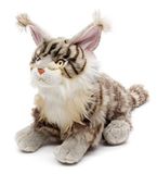 Uni-Toys - Maine-Coon-kat, zittend (grijs) - 27 cm (hoogte) - pluche kat - pluche dier, knuffeldier