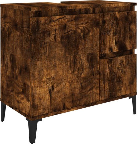 vidaXL Badkamerkast - 65x33x60 cm - Gerookt eiken