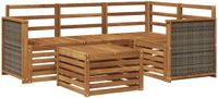 vidaXL - Hoek loungeset - 4 zitplekken - Polyester - Naturel - Inclusief tafel