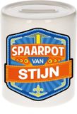 Bellatio Decorations Kinder spaarpot met naam - Stijn - keramiek - met dop - wit