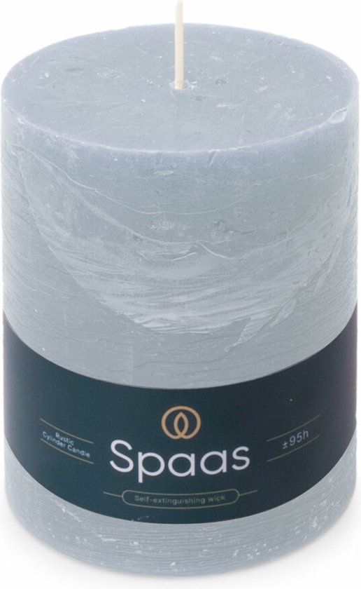 Spaas Rustieke Pillarkaars ± 95 branduren Lichtblauw