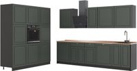 Vicco Complete keukeneenheid Fame-Line, Groen-Goud Landhuis/Antraciet, 460 cm, WB Eik