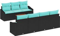 vidaXL Tuinbank - Set - 8 - st - Zwart - poly - rattan