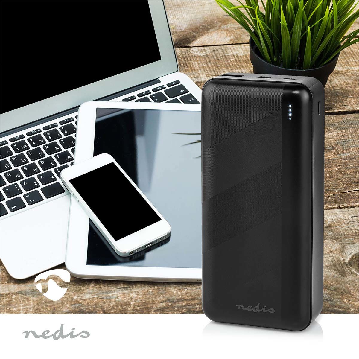 Nedis UPBK65W30000BK Powerbank Lithium-Polymeer (LiPo) 32000 mAh Zwart