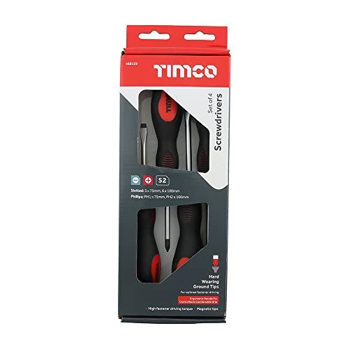 TIMCO Schroevendraaierset - 4 schroevendraaiers - Ergonomisch - Magnetisch