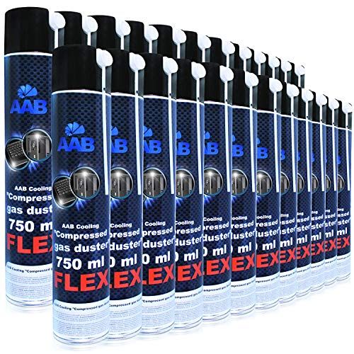AABCOOLING Compressed Gas Duster FLEX 750ml - Set of 24 - Compressed Air With a Flexible Tube, Keyboard Cleaner, Compressed Air For PC, Computer Duster, PC Cleaner