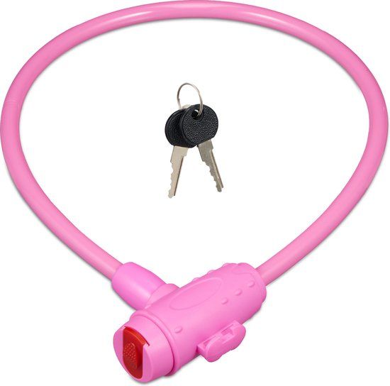Relaxdays Kinderfietsslot - Roze - 70 cm - Kabelslot