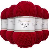 Utopia Crafts Velvet Lux Chenille superzacht, grof garen voor breien en haken, 5 x 100 g (donker scharlaken)