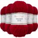 Utopia Crafts Velvet Lux Chenille superzacht, grof garen voor breien en haken, 5 x 100 g (donker scharlaken)