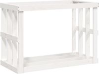 vidaXL - Houtblokhouder - 108x52x74 cm - massief grenenhout - wit