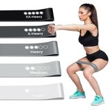 K-MART 5 stuks weerstandsbanden: oefenband met 5 verschillende weerstandsniveaus, ideale weerstandsband voor thuisgymnastiek, yoga en pilates, met tas